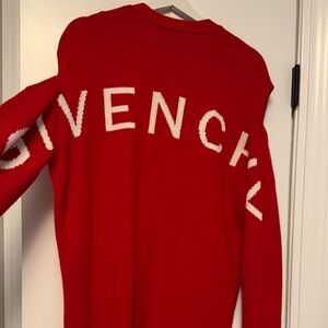 Givenchy Red Sweater Cardigan with White Logo